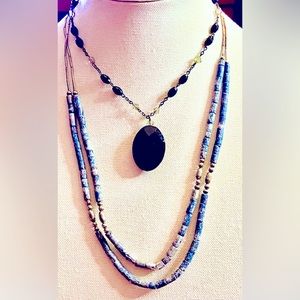 WHITE HOUSE BLACK MARKET NECKLACE ACCENTED BY LAVA BEAD NECKLACE!